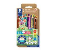 STAEDTLER Noris Junior Duo 1402 C6 - Lápiz de acuarela y cera para niños, mina bicolor, irrompible, ideal para niños