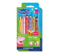 Staedtler Lápices de colores Noris junior Peppa Pig set de 6 – 3 en 1 cera y acuarelables