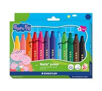 Staedtler Rotuladores Noris junior Peppa Pig, punta extra gruesa, lavables, ergonómico, set de 12