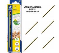 STAEDTLER Noris Lápices de madera Lapiz mas conocidos de grafito escolar Pack 12u 2B,2H,B,H,HB. Lapiz aleman gran calidad garantizada