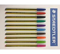 Staedtler Noris Stick 434M, 1 mm, juego de 10 piezas, colores clásicos (azul, rojo, negro, verde) colores vivos (azul, fuxia, púrpura, marrón, naranja, verde claro)
