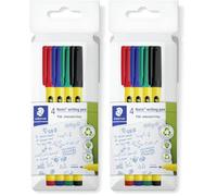 STAEDTLER Noris writing pen 307 Fineliner, carcasa de 97% plástico reciclado según ISO 14021, estuche de cartón con 4 rotuladores fineliner en colores surtidos, 307 C4 (Paquete de 2)