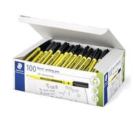 STAEDTLER Noris Writing Pen 307 - Rotulador de punta fina (97% plástico reciclado según ISO 14021, estuche escolar, 100 unidades, 307-9 C100), color negro