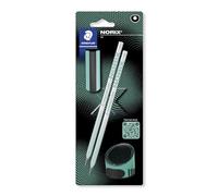 Staedtler Lápices HB Norix – incluye 2 lápices HB, sacapuntas y borrador, verde francés – Juego de 4