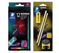 STAEDTLER NORIX 186 - Juego de lápices de colores y 181 lápices de colores surtidos, 2 lápices HB, goma de borrar y sacapuntas, color amarillo