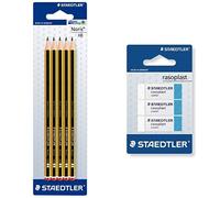 Staedtler - Pack lapiz Noris HB (5 unidades) + 3 gomas de borrar
