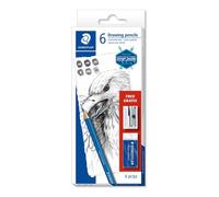 Staedtler Lápices de grafito Mars Lumograph 61 100 C6 - Estuche 6 lápices