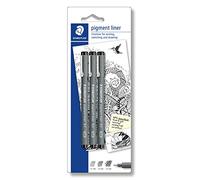 STAEDTLER Pigment Liner 308 Rotuladores - negro, 3 uds, 0,1-0,5 mm | Tinta pigmentada permanente y resistente al agua en tres grosores - dibujar, esbozar y escribir - Art.-Nr. 308S-9BK3D