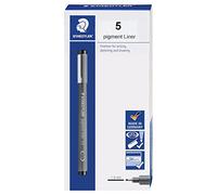 STAEDTLER Pigment Liner, Fineliner Pen for Drawing, Drafting, Journaling, 1.0mm, Black, Box of 5 Pens, 308 10-9