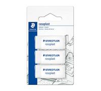 Staedtler Rasoplast 526B3 BK3D. Gomas de borrar blancas 49 x 19 x 13 mm. sin ftalatos ni látex. Blister con 3 gomas