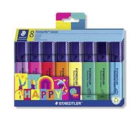 Staedtler Resaltador Textsurfer Classic, Happy Colours, gran almacenamiento de tinta, larga duración y vida útil, secado rápido, punta de 1-5 mm, 8 rotuladores en estuche de cartón, 364 C8 HA