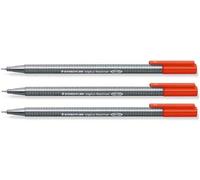 Staedtler Rojo 0.3mm Triplus Fineliner Línea Fina Bolígrafos Superfina Seco Safe & Lavados Saliendo de Mayoría Textiles (Paquete de 3)