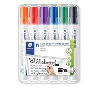 STAEDTLER ROTULADOR LUMOCOLOR WHITEBOARD MARKER 351 6 COLORES VIVOS MARCADOR PERMANENTE 15x11x2 Cms.