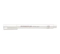 STAEDTLER Rotulador metálico con punta redonda de fibra, ancho de línea 1-2 mm, cubre papel claro y oscuro, fácil de limpiar de superficies lisas, 10 rotuladores, color blanco, 8323-0