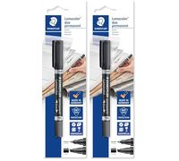 STAEDTLER Rotulador permanente 348 B-9 BK, color negro, doble punta (Paquete de 2)