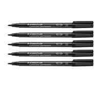Staedtler Rotulador Lumocolor 317-9X M 1 mm recargable borrable resistente al agua 5 negras
