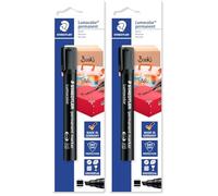 STAEDTLER Rotulador permanente organización Lumocolor 350, resistente al agua y la luz, negro, punta de cuña, 350-9 BK-1 (Paquete de 2)