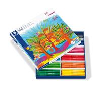 STAEDTLER Rotuladores 325 - juego escolar, 144 unidades, 12 colores | 1,0 mm, lavables en tejidos, tapón de seguridad - para el colegio - N.º de art. 325 C144