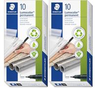 STAEDTLER Rotuladores permanentes de punta fina Lumocolor. Caja con 10 uds 318-9 (Paquete de 2)