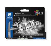 STAEDTLER Rotuladores Pigment Pen, color negro intenso, punta redonda de fibra,