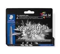 Staedtler Rotuladores Pigment Pen 376-99 BK2 – Negro intenso, punta redonda, 2 uds. blíster