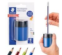 Staedtler Sacapuntas de alta calidad con tapa de rosca, evita aperturas accidentales, tamaño compacto para estuche y estación de trabajo, 511 63BK (paquete de 1), varios colores.