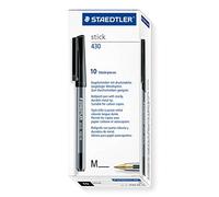 Staedtler Bolígrafos 430 M – punta robusta y duradera en metal – 10 unidades, negro
