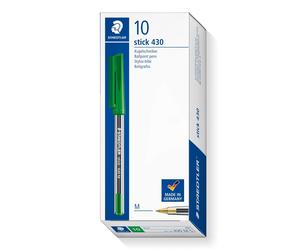 STAEDTLER Stick 430 M-5 - Bolígrafo mediano (10 unidades), color verde