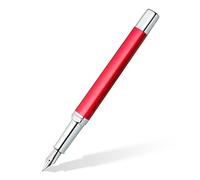 STAEDTLER Triplus 474 M02-3 - Pluma estilográfica (474 M, carcasa metálica en forma triangular ergonómica, plumín de acero M, con cartucho de tinta azul), color rojo