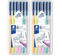 STAEDTLER Triplus Color 323 SB6CS01. Rotuladores de colores de punta fina multicolor. Estuche con 6 colores Pastel (Paquete de 2)