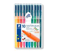 STAEDTLER Triplus Color - Estuche con 10 Rotuladores de Colores con Punta de Fibra