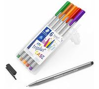 Staedtler Triplus - Rotulador de punta fina (6 unidades, en estuche con soporte para colocar de pie), colores surtidos