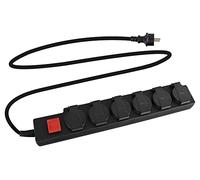 Stagecaptain OPSS-6 BK Regleta Exterior de 6 Tomas con Interruptor IP44 | Distribuidor de tomas con 6 enchufes, Protegida contra cuerpos extraños y salpicaduras según IP44, Interruptor iluminado