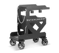 STAHLWERK Carro de soldadura de 3 niveles (SW-600-ST) - 60 × 38 × 76 cm (L × W × H), ruedas de goma de larga duración, grosor de pared de 1,5 mm, soporte para mangueras y cables, incluye cadena de