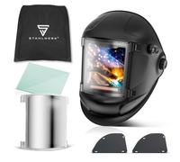 STAHLWERK Casco de Soldadura automático 3 en 1 Titan - True Colour, oscurecimiento automático DIN 4-14, Memoria de Trabajos, Clase óptica 1/1/1/1, Campo de visión 104 x 104 mm, Pantalla de Soldadura