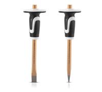 STAHLWERK Cincel plano | Juego de 2 cinceles puntiagudos dorados de 300 mm de acero endurecido para cincelar profesional, metal, piedra, madera, hormigón, azulejos y plásticos