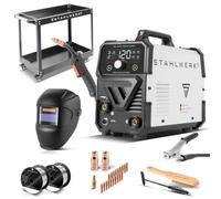 STAHLWERK Soldadora de electrodos 200 MD - Equipo completo - Máquina de soldar MMA/Electrodo hasta 200 A, uso flexible sin gas, compacta y ligera, refrigeración inteligente, Hotstart, Anti-Stick