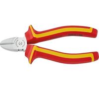 STAHLWILLE Alicates de corte lateral VDE de 140 mm, cromados, para cortar cables y alambres blandos y duros, también cable de piano, mangos de 2 componentes aislados VDE hasta 1000 V