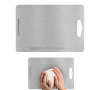 Stainless Cutting Board, Double Sided Meat Chopping Board with Clear Scale, Dishwasher Safe Cutting Board Handle Pie Dough, Bread Kneading, and Easy Cleaning, Double Sided Stainless Cutting