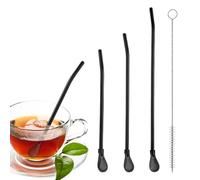 Stainless Steel Straws - 2 In 1 Reusable Drinking Straw Stirring Spoon | 304 Steel Filter Straws with Cleaning Brush for Tea, Coffee, Milkshakes, Cocktails and Cold Drinks