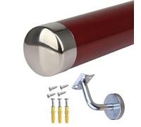 Stair il Kit - 4,2 m (13,8 pies) montado en la pared interior/exterior Juego de barandillas con soportes plateados resistentes rojo il para un acceso seguro a la escalera