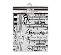 Stamperia - Thick Stencil for Scrapbooks, Albums, Cards, Bullet Journals, and More, Flexible Material, Easy to Clean, Perfect for Crafts and Gifting (Symphony, Violin)