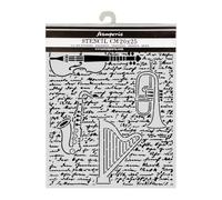 Stamperia - Thick Stencil for Scrapbooks, Albums, Cards, Bullet Journals, and More, Flexible Material, Easy to Clean, Perfect for Crafts and Gifting (Symphony, Violin, Trumpet, Harp)