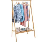 Standgarderobe HWC-B82, perchero para abrigos, soporte para abrigos, bambú, plegable, 150x84x57 cm
