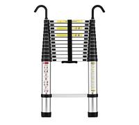 STANEW Escalera Telescópica de 3.8 m de Aluminio, Plegable, Reposabrazos Extraíble, Multifunción Portátil Plegable Extensible, Carga Máxima de 150 kg