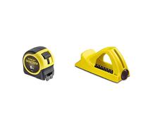 STANLEY 0-33-720 Flexómetro Bladearmor, 5 metros + Surform Cepillo Corto plástico 155mm 5-21-104, Negro/Amarillo, 155 mm