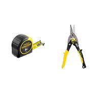 Stanley 0-33-728 - Flexómetro BladeArmor 8m x 32mm & FATMAX 2-14-563- Tijera de corte recto, Capacidad de corte 1,2 mm