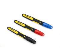 Stanley 0-47-322 - Marcador FatMax punta fina - Blister 3 uds (negro, rojo, azul)