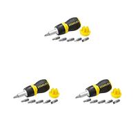 STANLEY 0-66-358 - Destornillador con carraca, magnético, 6 puntas, Paquete de 3