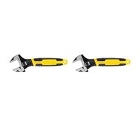 Stanley 0-90-948 - Llave de acero cromado forjado, 32 x 200 mm, Mango bi material MaxSteel, Rueda de ajuste dentada, Ideal para fontanería - Normas ISO y DIN (Paquete de 2)